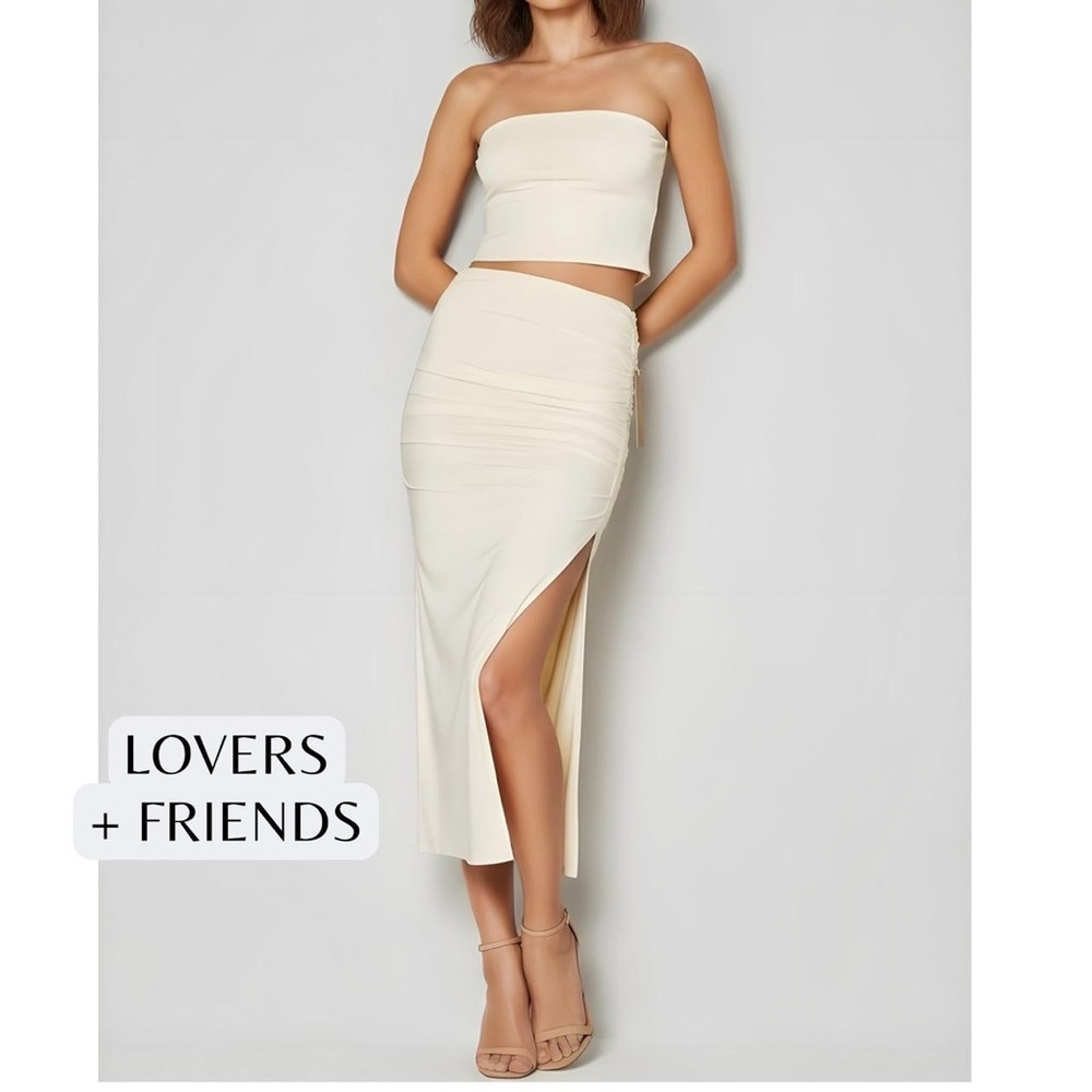 Lovers + Friends Gianne Satin Skirt, Ivory